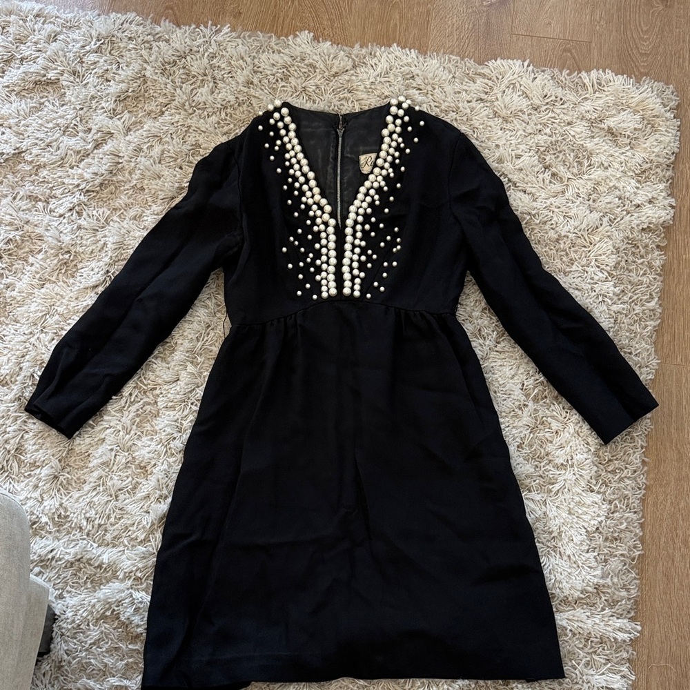 Vintage Romantica by Victor Costa 1960s Black Pearl V-Neck Dress